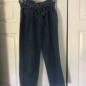 High rise denim tie jeans